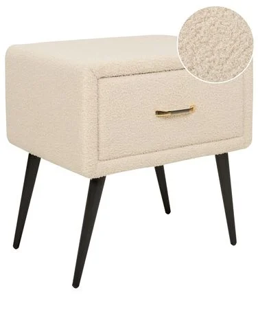 Nattbord med 1 skuff FLAYAT Bouclé Beige v:2468752 Nattbord med 1 skuff FLAYAT Bouclé Beige v:2468752