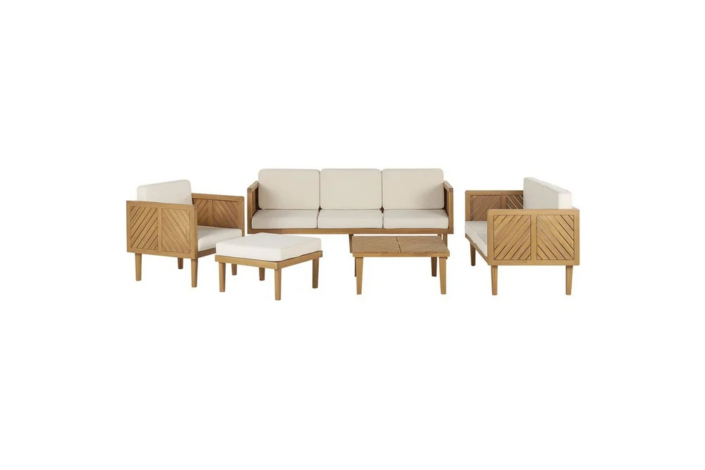 3-sitssoffa med fåtöljer Beliani Baratti Light wood||Beige v:1499435 3-sitssoffa med fåtöljer Beliani Baratti Light wood||Beige v:1499435