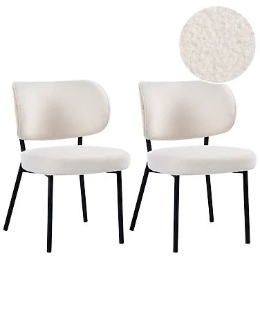 Sett med 2 spisestoler WONDER Bouclé Off white v:944445