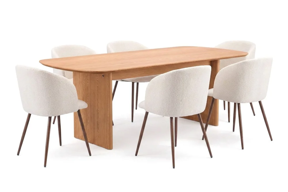 Alma spisegruppe rektangulær 220 cm eik med 6 Greya spisestoler v:1225031 Alma spisegruppe rektangulær 220 cm eik med 6 Greya spisestoler v:1225031