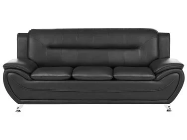 Sofa 3-seter LEIRA Kunstskinn Svart v:5054982