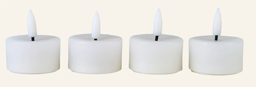 Led telys hvit - 4,5x4,5x5,5 cm v:528729