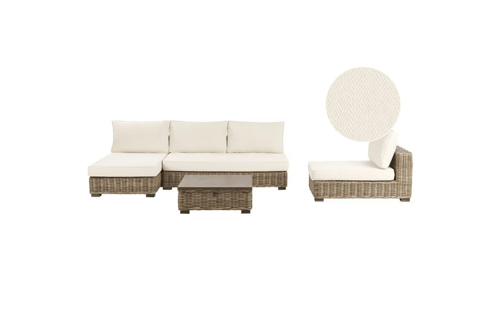 Loungegrupp Beliani Varallo Natur/vit, Högervänd White||Grey Left-faced v:3762842