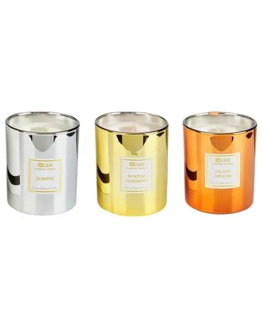 Sett med 3 duftlys METALLIC GLAMOUR 9 cm Flerfarget v:374619 Sett med 3 duftlys METALLIC GLAMOUR 9 cm Flerfarget v:374619