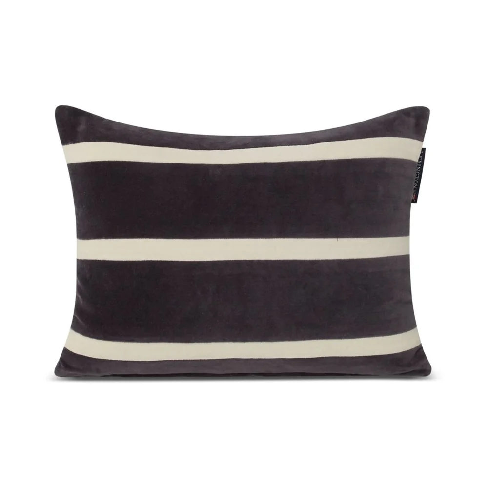 Striped Organic Cotton Velvet pute 30 x 40 cm v:8871331