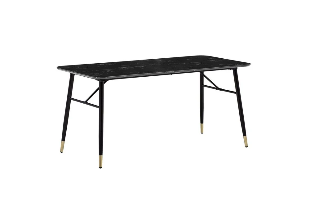 Spisebord Wohnling Moderne stil MDF med metallben med gulldetaljer Marmor, Svart, 160x80 cm v:1752369