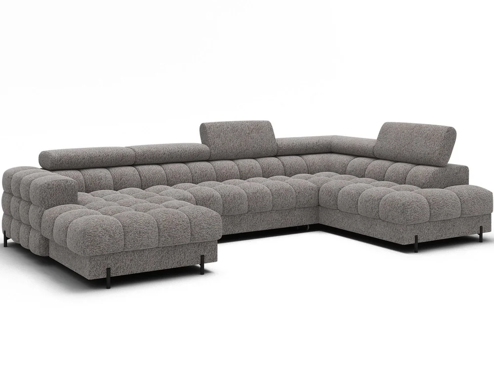Feraria 6-seters boblete sovesofa med divan og sjeselong, oppbevaring, høyre v:1390179