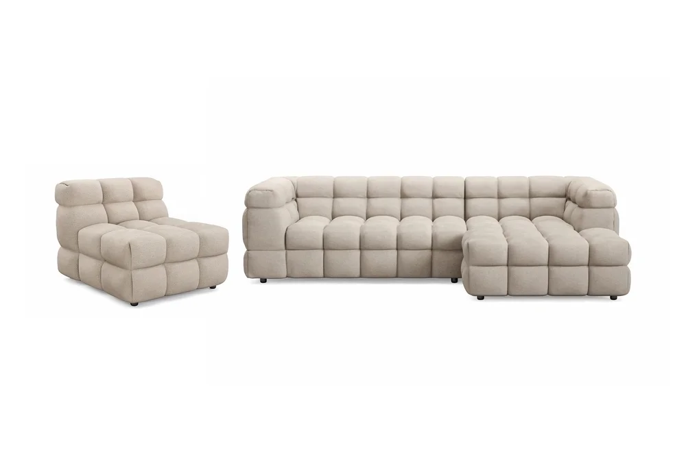 Elise Boblete Sofagruppe 4-seter Divansofa Høyre + Lenestol v:2279016