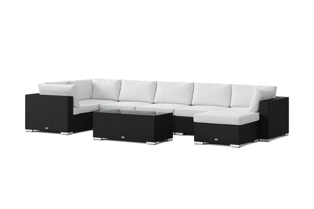 Bahamas U-formet utendørs loungegruppe 7-seters med vendbar divan og bord v:6794665 Bahamas U-formet utendørs loungegruppe 7-seters med vendbar divan og bord v:6794665