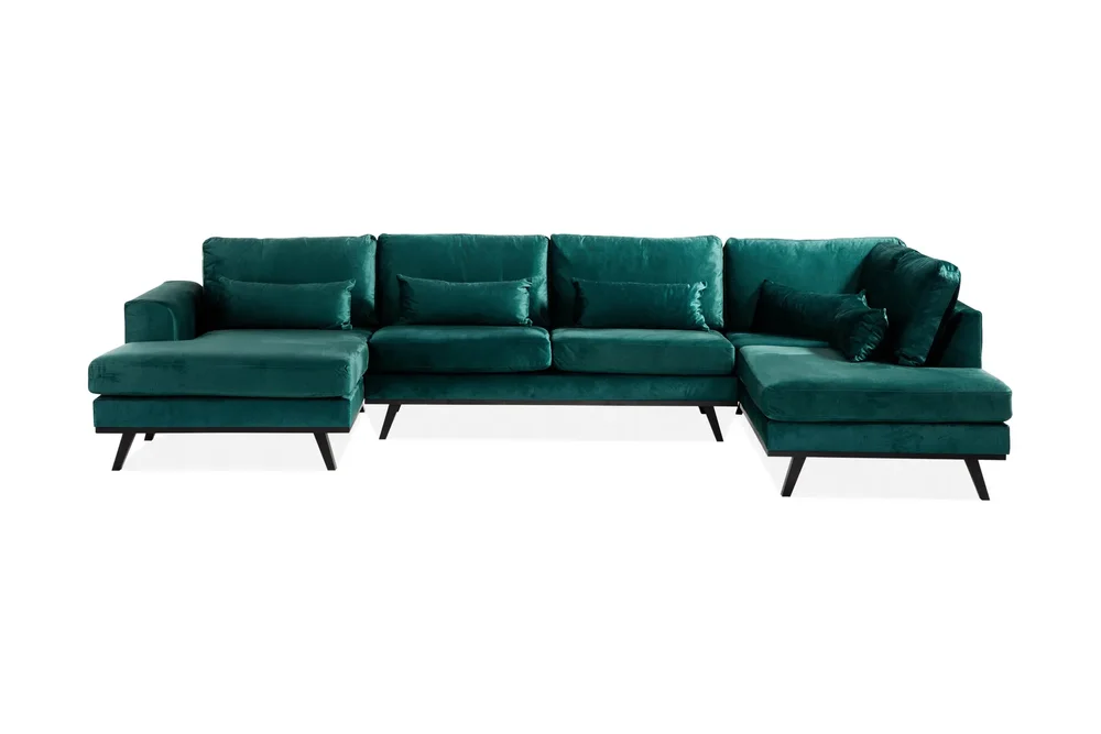 Copenhagen 5-seters Høyrevendt U-formet Sofa med Divan og Sjeselong i Fløyel v:7406614 Copenhagen 5-seters Høyrevendt U-formet Sofa med Divan og Sjeselong i Fløyel v:7406614