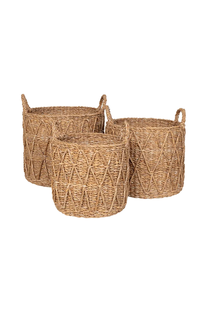 Kurv Krabi sett med 3 – Brun – Dekor | m v:7654817