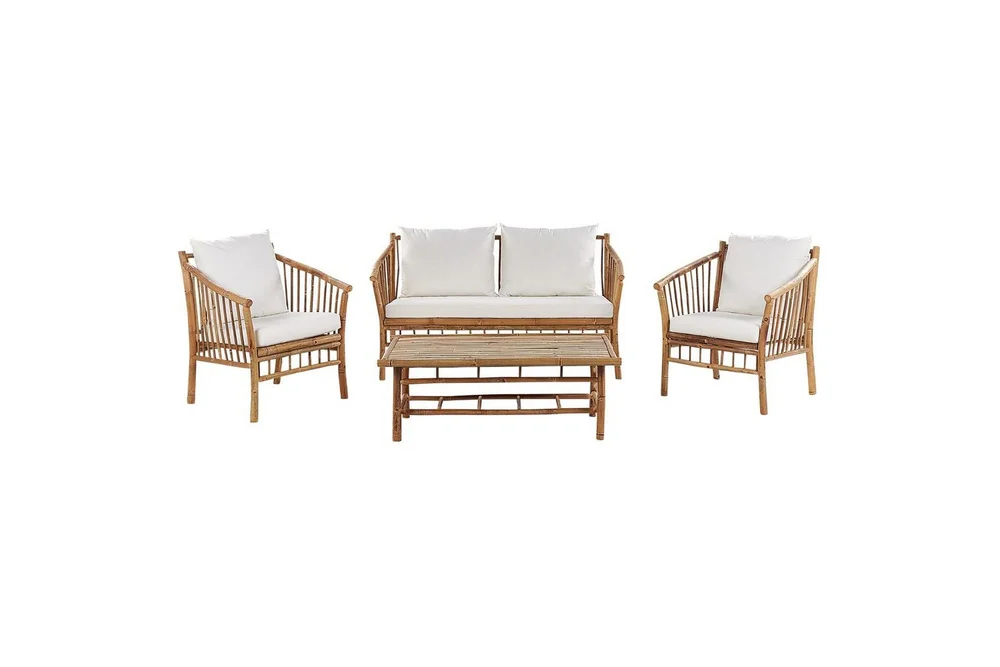 Loungegrupp med bord Beliani Maggiore Light wood||White v:3596345