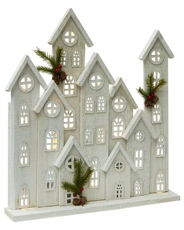 Juledekorasjon LED MAAVESI 53 cm Hus Hvit v:8184295