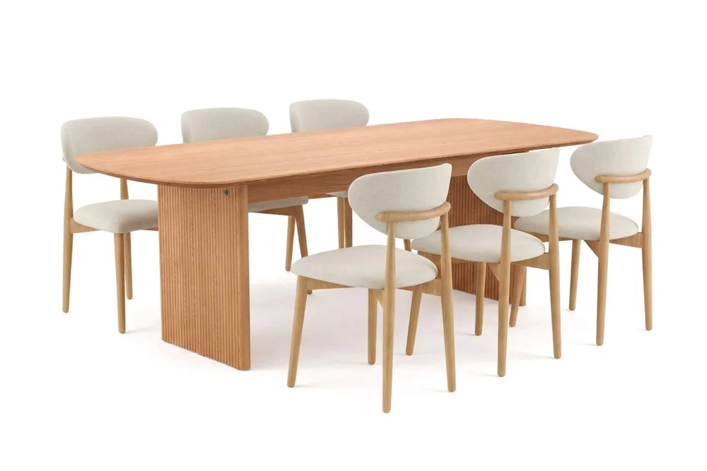 Alma spisegruppe rektangulær 220 cm eik med 6 Molly spisestoler v:4582161