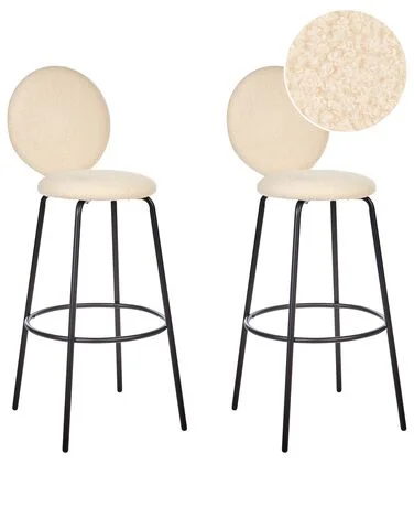 Sett med 2 barstoler EMERY Bouclé Lys beige v:734041