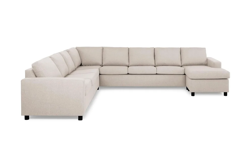 Crazy 7-seters Høyrevendt U-formet XX-Large Hjørnesofa med Divan i Stoff v:5891174