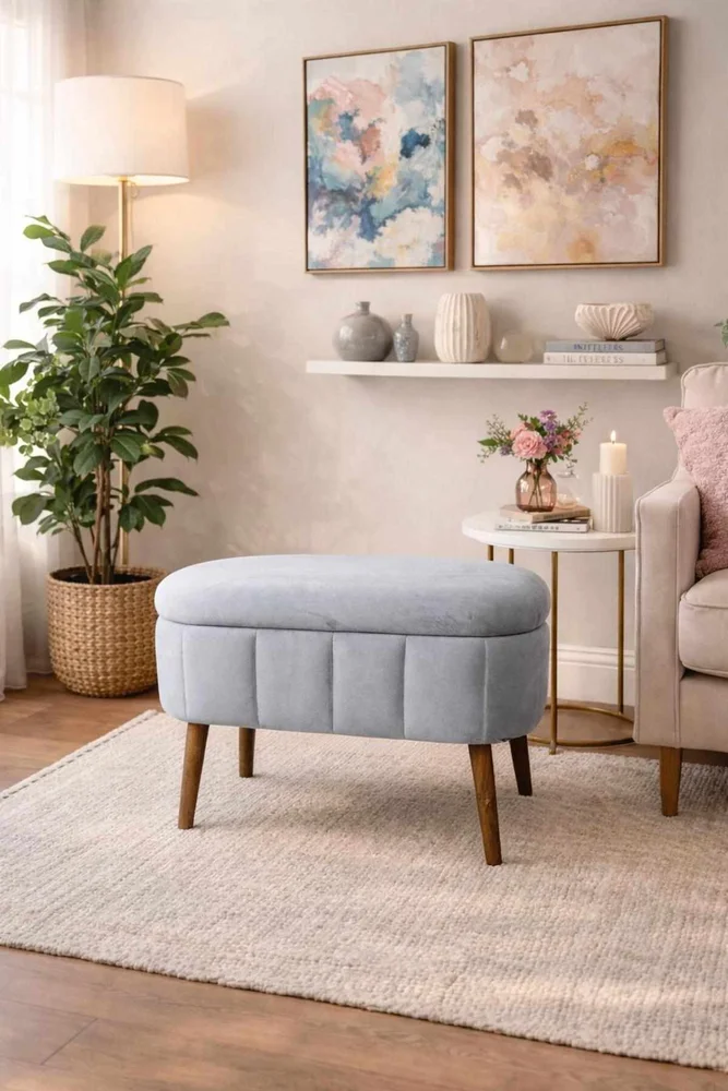 Puff med oppbevaring Atelier Del Sofa Mini Oslo (60 x 46 x 35 cm) Grå v:9545115