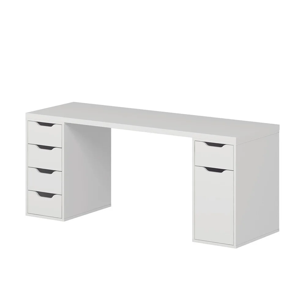 Skrivebord Kalune Design Alen 180 cm (180 x 75 x 60 cm) Hvit 5 skap v:5750881
