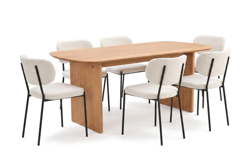 Alma spisegruppe rektangulær 180 cm eik med 6 Gemmiano spisestoler v:7555312 Alma spisegruppe rektangulær 180 cm eik med 6 Gemmiano spisestoler v:7555312