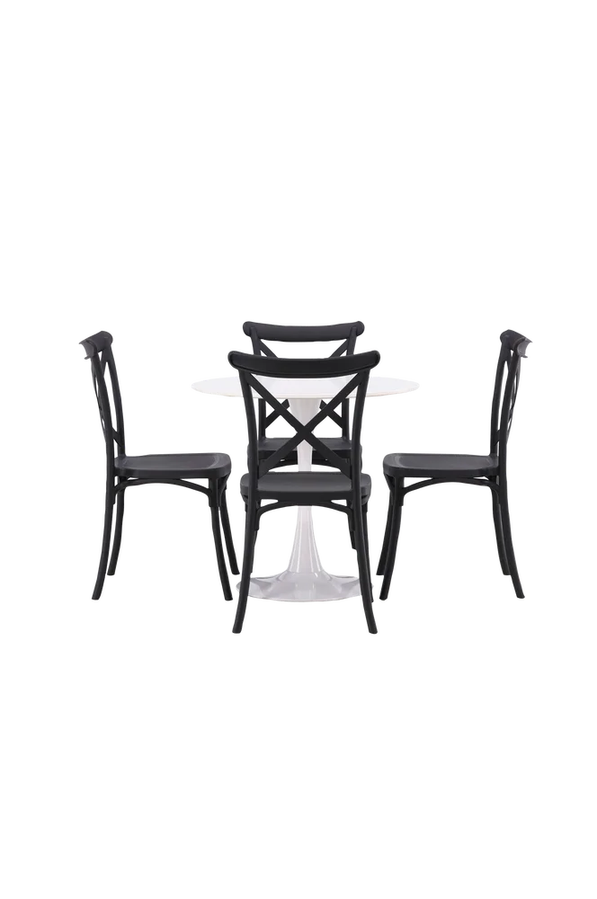 Spisegruppe Hamden med 4 stk stoler Crosett - Svart m v:811255