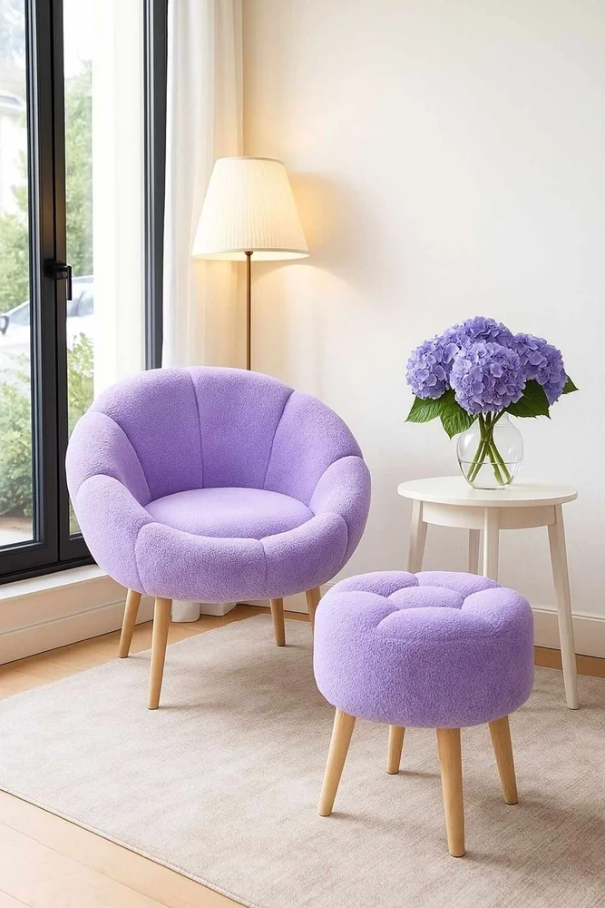 Ørelappstol- og puffesett (2 deler) Atelier Del Sofa Lida (75 x 100 x 42 cm) Syrin v:9184946