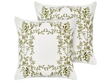 Sett med 2 pynteputer ZALEYA 45 x 45 cm Bomull Hvit Blomstermønster v:9146059
