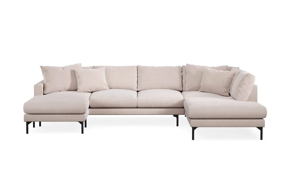 Menard 4-seters Høyrevendt Stor U-formet Dyp Sofa med Divan og Sjeselong i Fløyel v:2929590