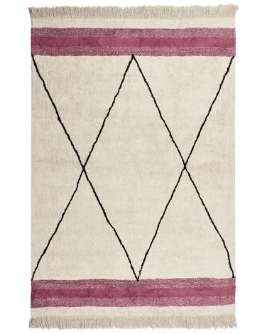 Teppe AFSAR Lys beige 160 x 230 cm Bomull v:5195536 Teppe AFSAR Lys beige 160 x 230 cm Bomull v:5195536