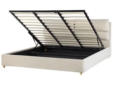 Seng med oppbevaring BATILLY Fløyel Lys beige 180 x 200 cm v:9729319