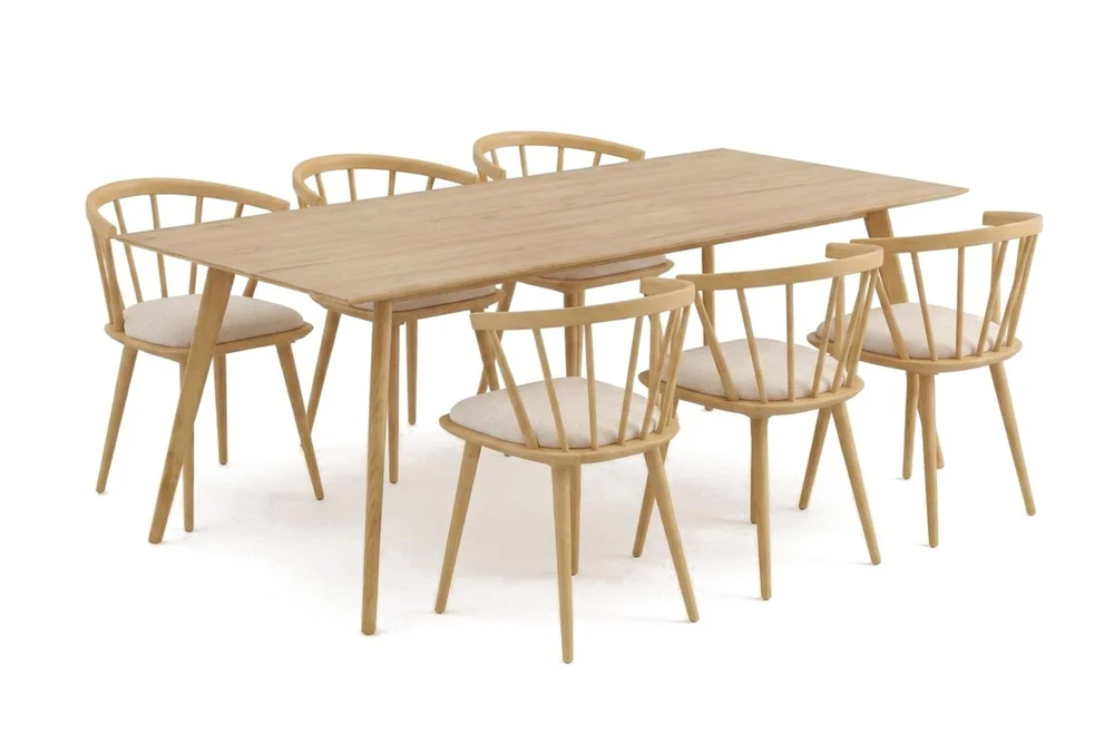 Tyrö spisegruppe 190 cm eik med 6 stk. Tyrö karmstoler med pute v:9971254 Tyrö spisegruppe 190 cm eik med 6 stk. Tyrö karmstoler med pute v:9971254