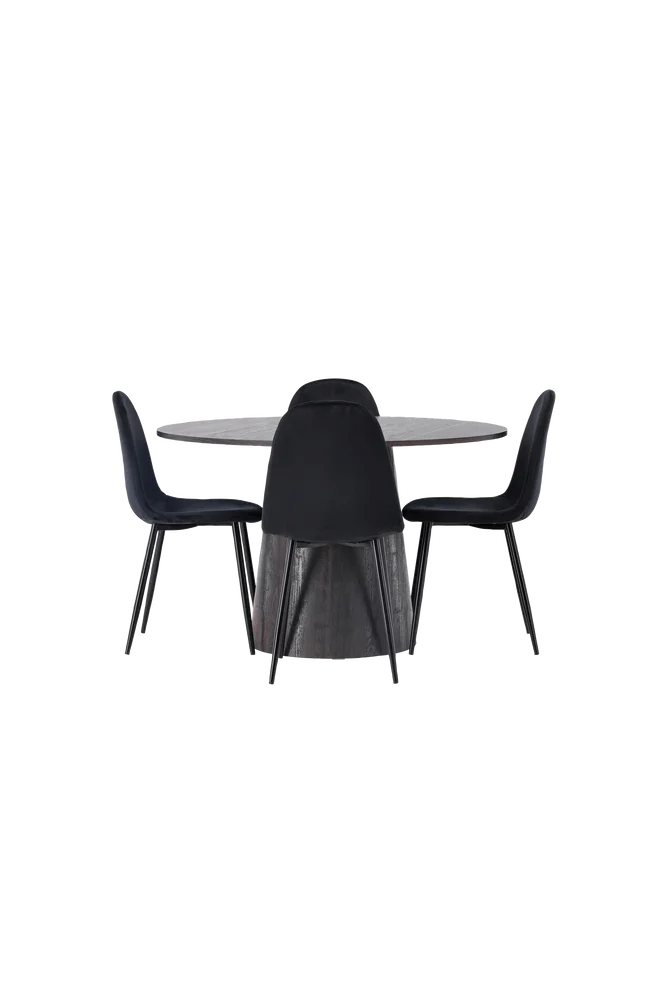 Spisegruppe Lanzo med 4 stk stoler Polar - Svart m v:3062070