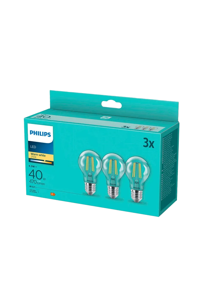 3-pk LED E27 Normal Klar 40W – Belysning | m v:6411896 3-pk LED E27 Normal Klar 40W – Belysning | m v:6411896