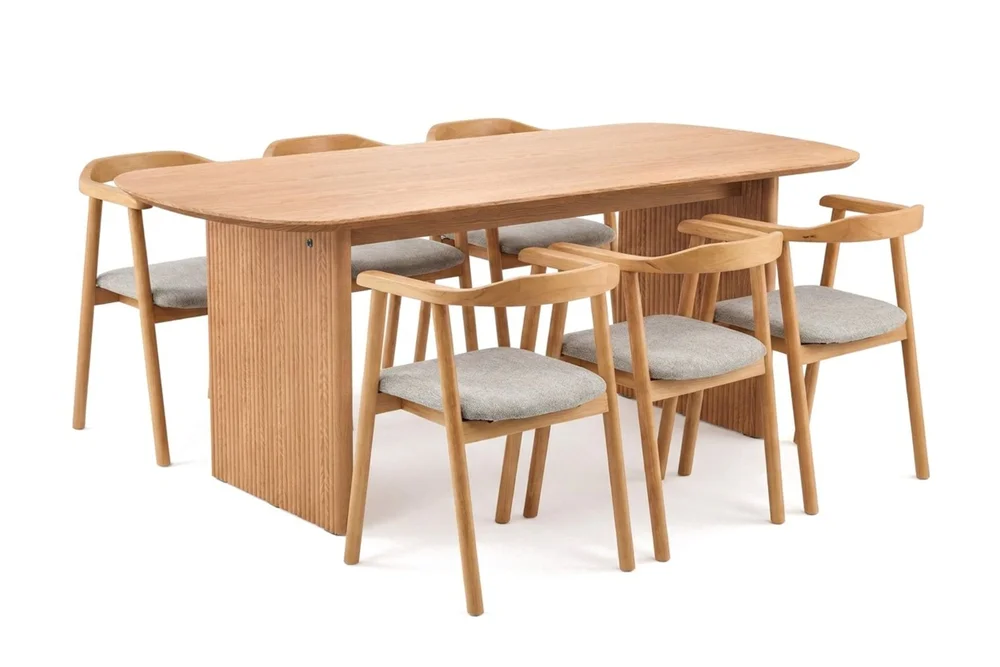 Alma spisegruppe rektangulær 180 cm eik med 6 Jolie spisestoler v:3517365 Alma spisegruppe rektangulær 180 cm eik med 6 Jolie spisestoler v:3517365