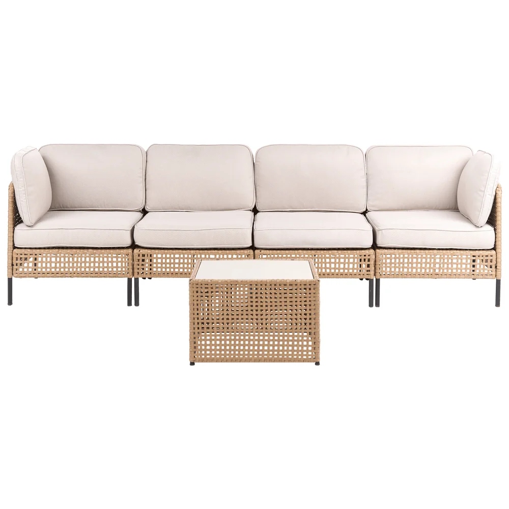 Sofa utendørs med bord 4-seter Omegana modulær kunstrotting v:4985491