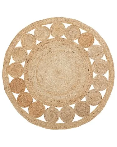 Teppe AHLAT Beige ø 120 cm Jute v:727439 Teppe AHLAT Beige ø 120 cm Jute v:727439