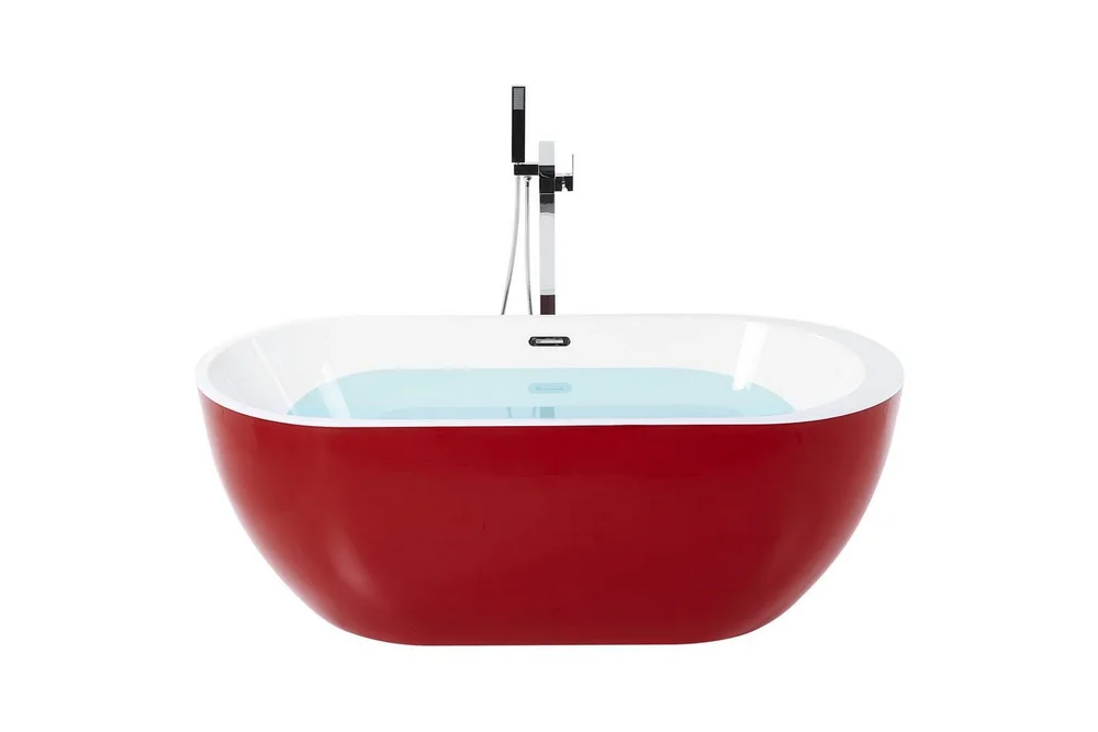 Badkar Beliani Nevis Röd/vit/silver, 78x170x59 cm Red||White||Silver v:4018718 Badkar Beliani Nevis Röd/vit/silver, 78x170x59 cm Red||White||Silver v:4018718