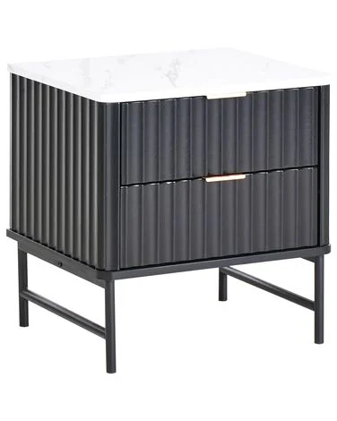 Nattbord med 2 skuffer GLASTONBURY Marmor/svart v:1145602 Nattbord med 2 skuffer GLASTONBURY Marmor/svart v:1145602