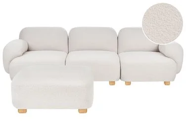 Modulsofa 3-seter AMLI med fotskammel Bouclé Off white v:2321762 Modulsofa 3-seter AMLI med fotskammel Bouclé Off white v:2321762