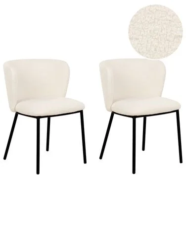 Sett med 2 spisestoler MINA Bouclé Off white v:5646623 Sett med 2 spisestoler MINA Bouclé Off white v:5646623