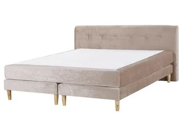 Kontinentalseng Fløyel MARQUISE 160 x 200 cm Beige v:6924479