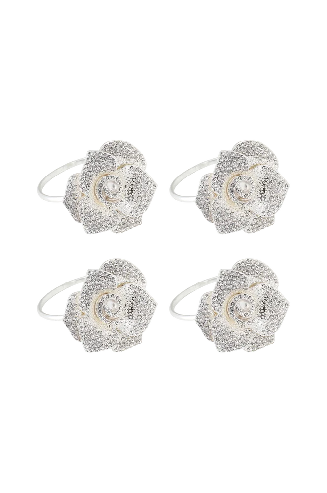 Serviettring Rose 4-pakning – Sølv – Tekstiler | m v:7954281