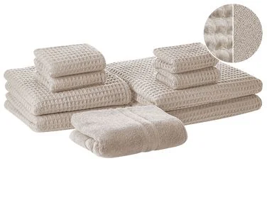 Sett med 9 håndklær AREORA Bomull Beige v:4899487 Sett med 9 håndklær AREORA Bomull Beige v:4899487