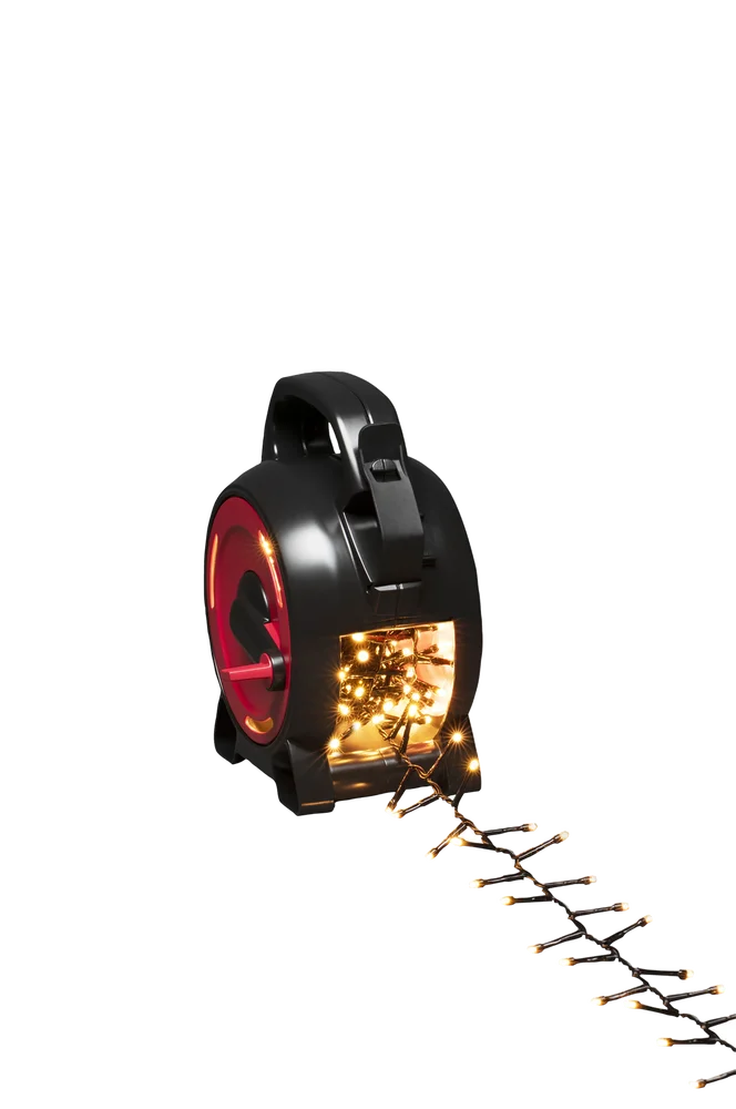 Kabeltrommel med lyskjede 300, gule LED-lys – Svart – Belysning | m v:8440010 Kabeltrommel med lyskjede 300, gule LED-lys – Svart – Belysning | m v:8440010