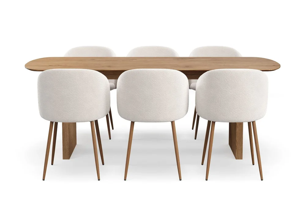 Richeto spisegruppe med 6 Greya spisestoler med armlener v:6557042