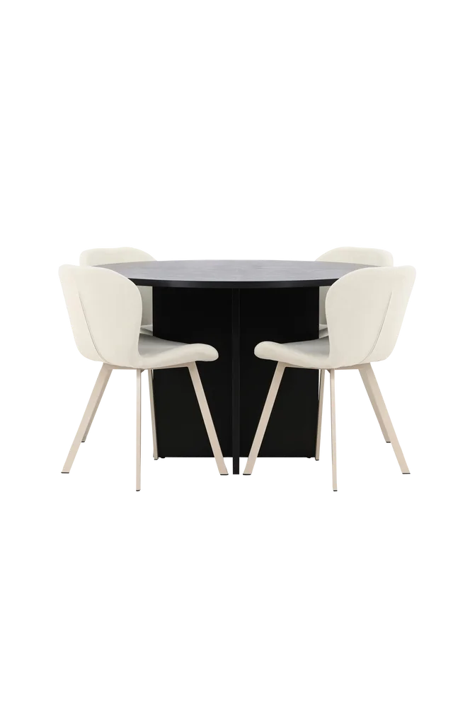 Spisebord Strada med Lilja-stol - Beige m v:5876843