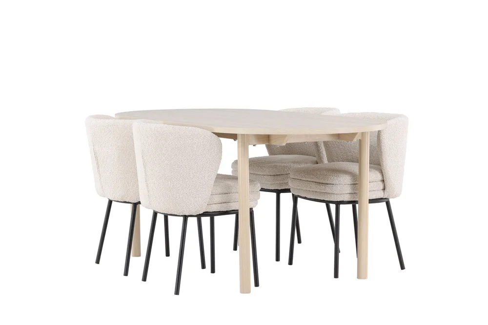 Andy Spisegruppe 180 cm Oval med 4 Agnes stoler v:5678475