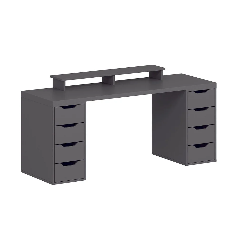 Skrivebord Kalune Design Alen 180 cm (180 x 75 x 60 cm) Antrasitt 8 skuffer v:3538248