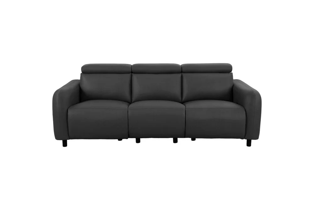 Reclinersofa uten hjørne Loft24 Sofa 3-seter Loft24 Skaane med 2 manuelle reclinere Grå Kunstskinn v:7636843
