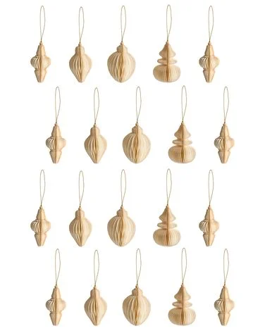 Sett med 20 juletrepynt ALTAELVA Papir Beige v:3853785