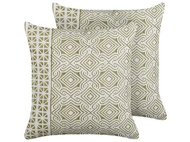Sett med 2 pynteputer LARICS 45 x 45 cm Bomull Grønn Orientalsk mønster v:6291054